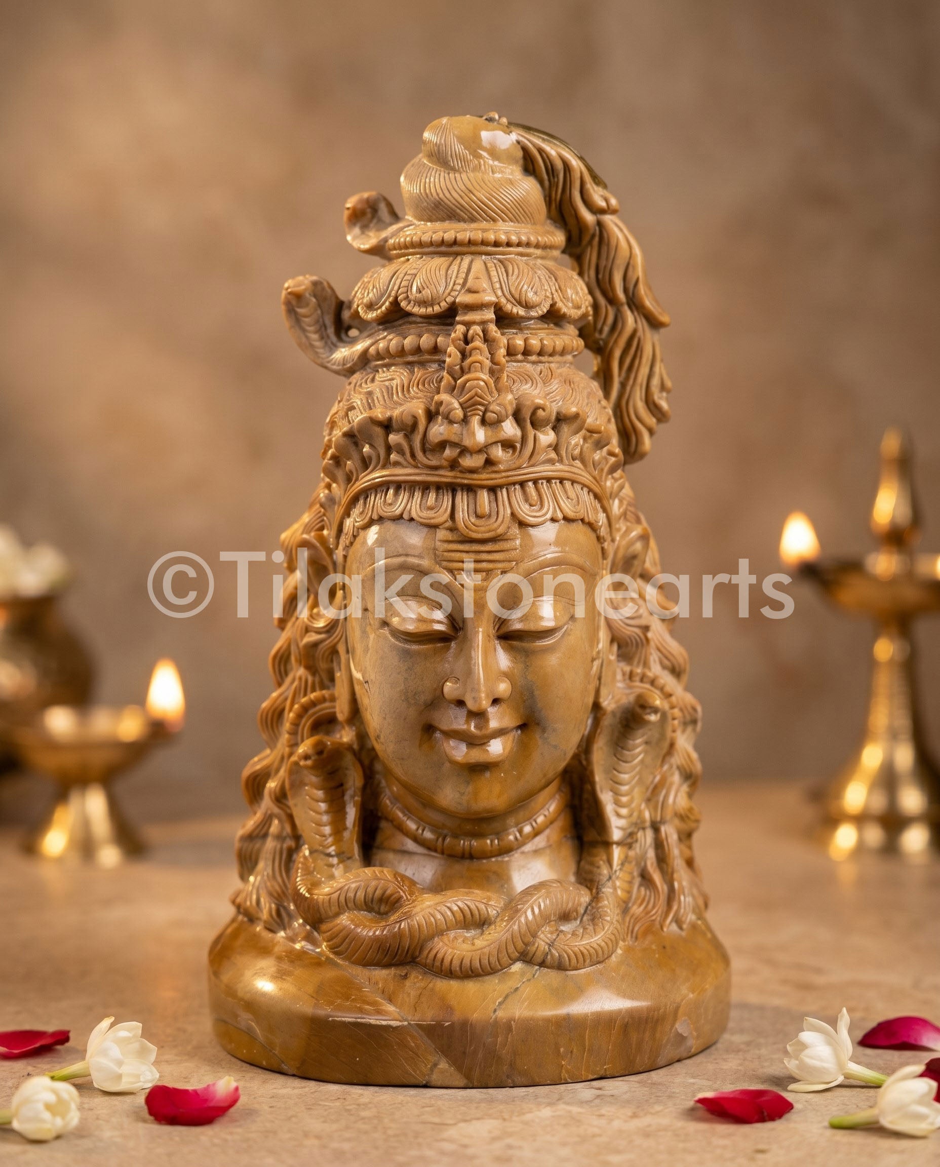 Adiyogi Lord Shiva 15” Pure Natural Oakwood Stone Idol
