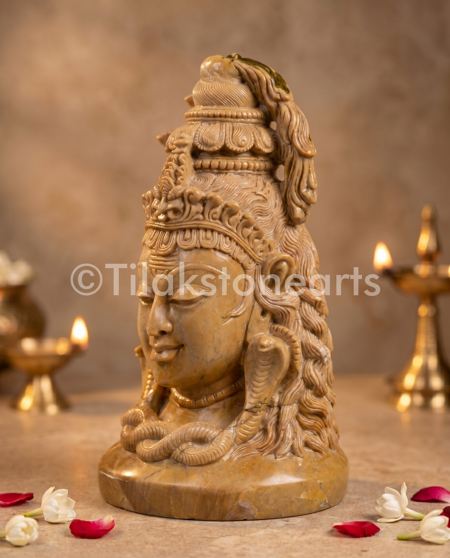 Lord Shiva 15” Natural Oakwood Stone Idol