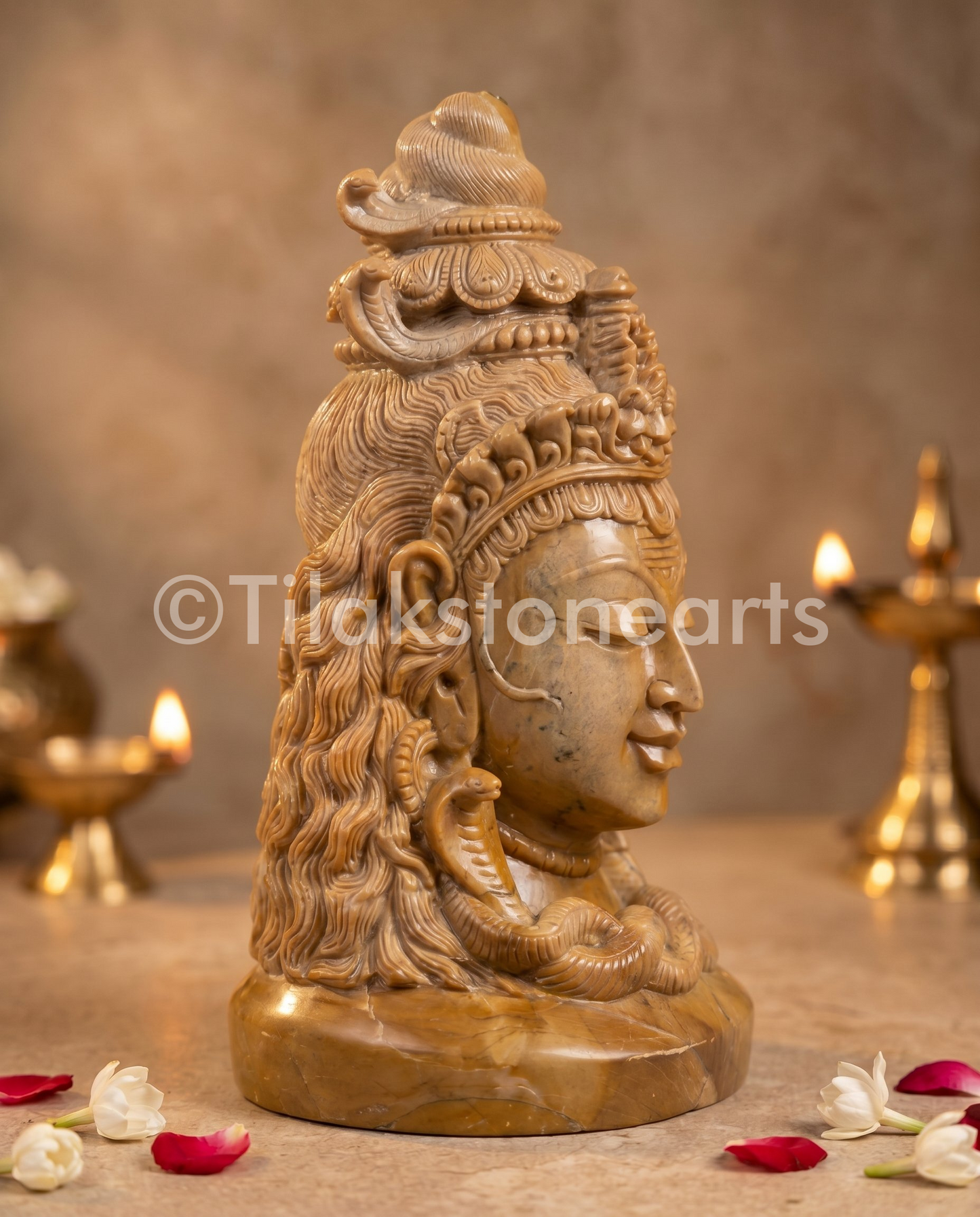 Lord Shiva 15” Natural Oakwood Stone Idol