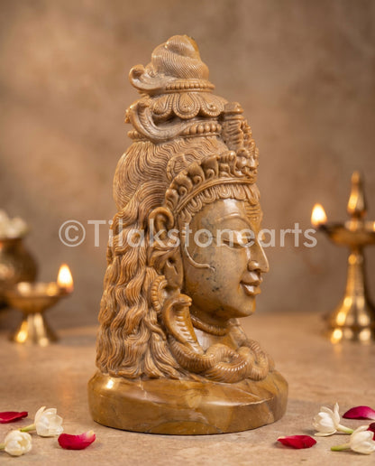 Adiyogi Lord Shiva 15” Pure Natural Oakwood Stone Idol