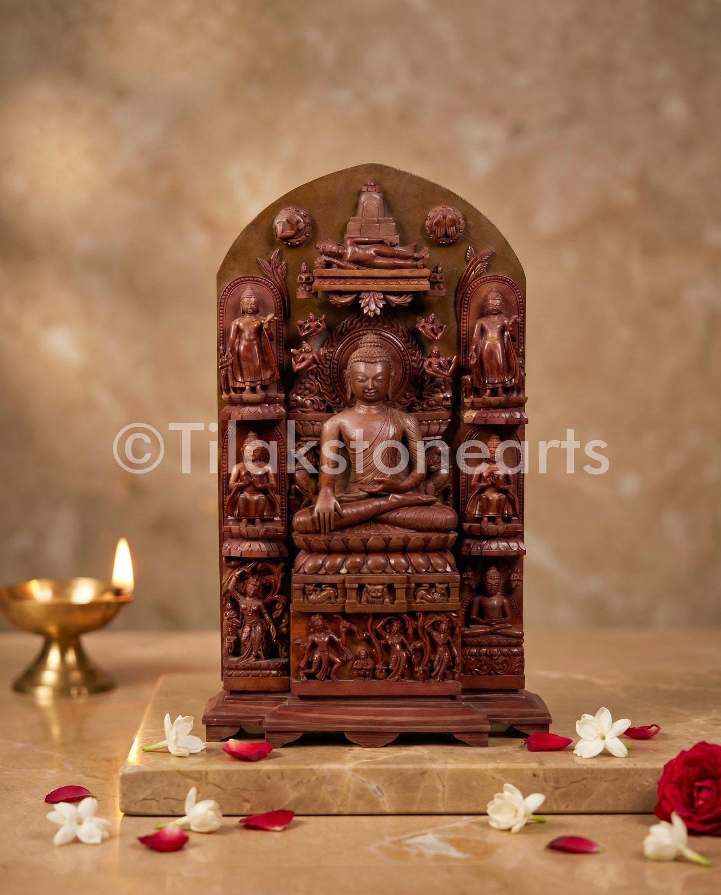 Buddha 12" Pure Natural Oakwood Stone Idol
