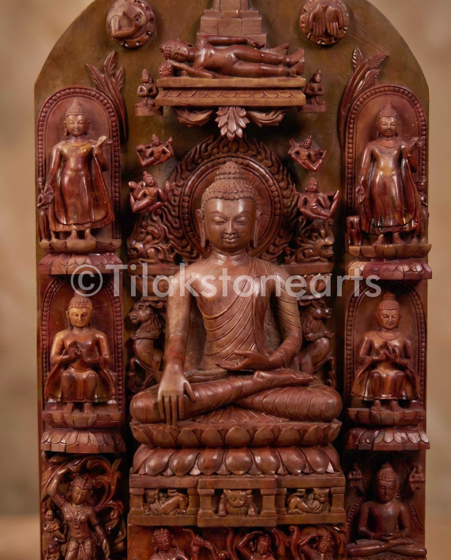 Buddha 12" Pure Natural Oakwood Stone Idol