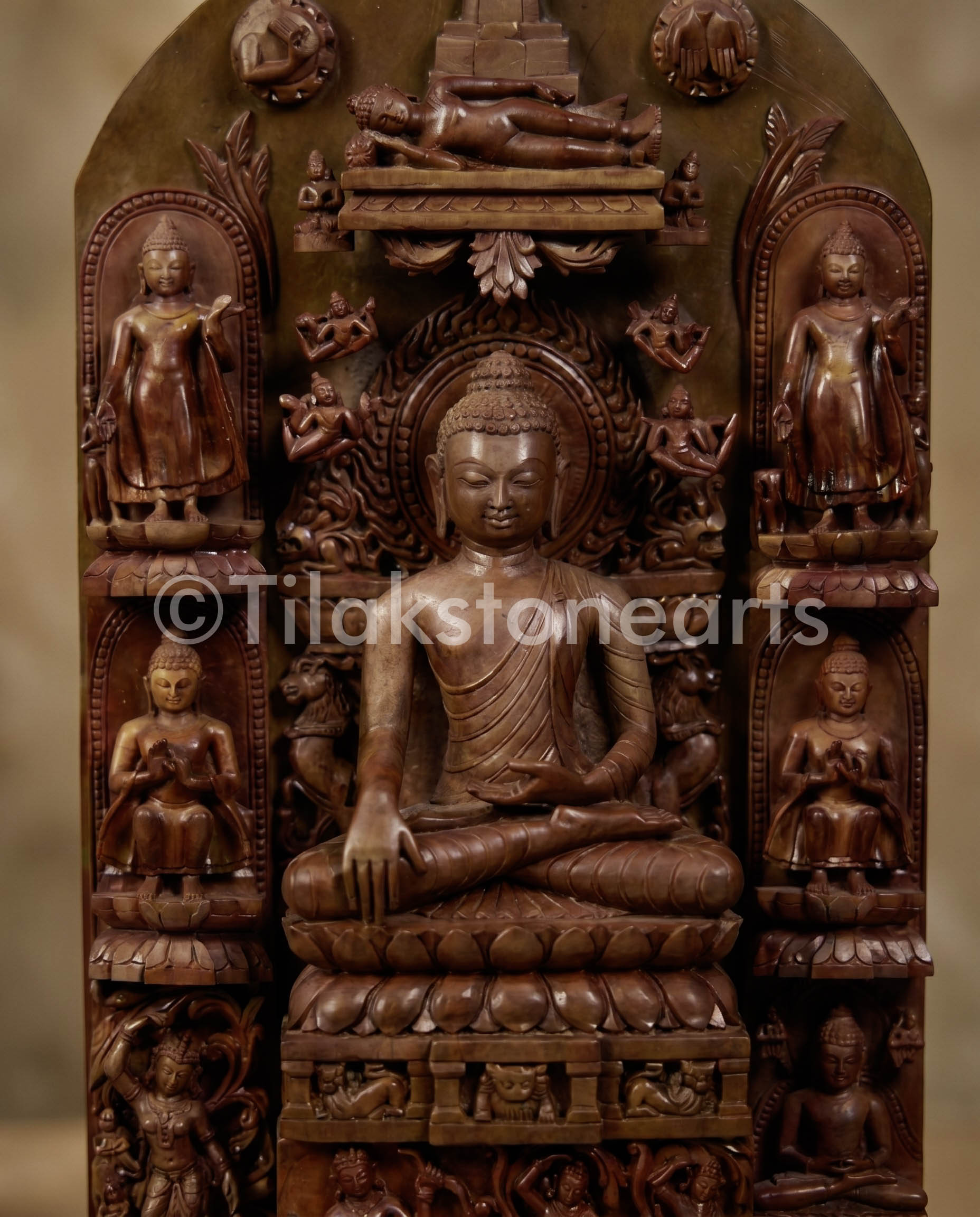 Buddha 12" Pure Natural Oakwood Stone Idol