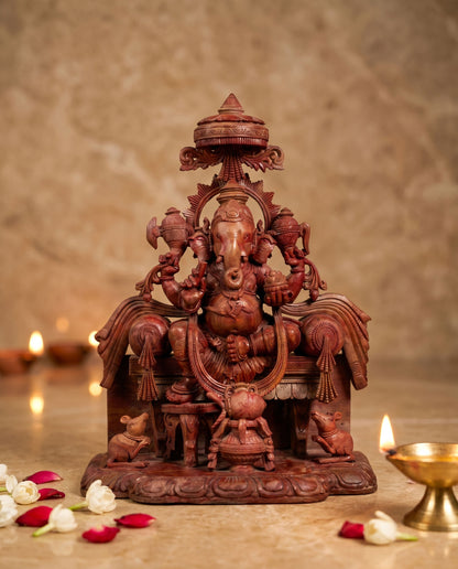 Lord Ganesha 14” Natural Pure Oakwood Stone Idol