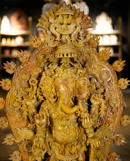 Lord Ganesha 50” Pure Natural Oakwood Stone Idol