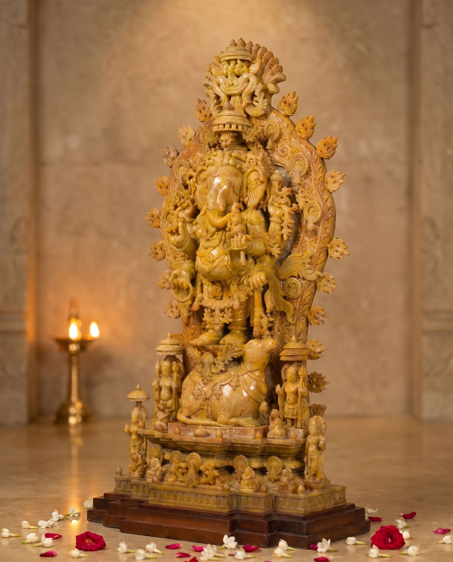 Lord Ganesha 50” Pure Natural Oakwood Stone Idol