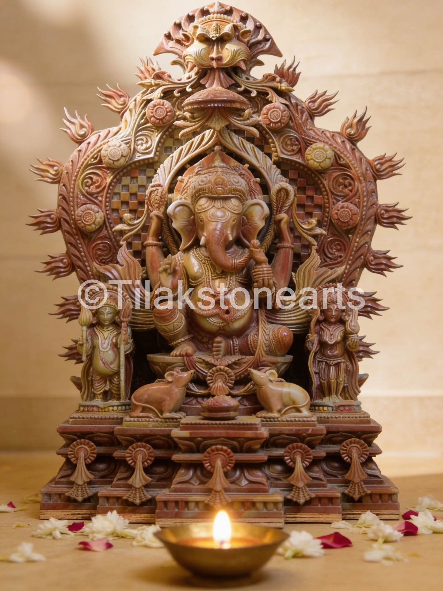 Lord Ganesha 18” Natural Pure Oakwood Stone Idol