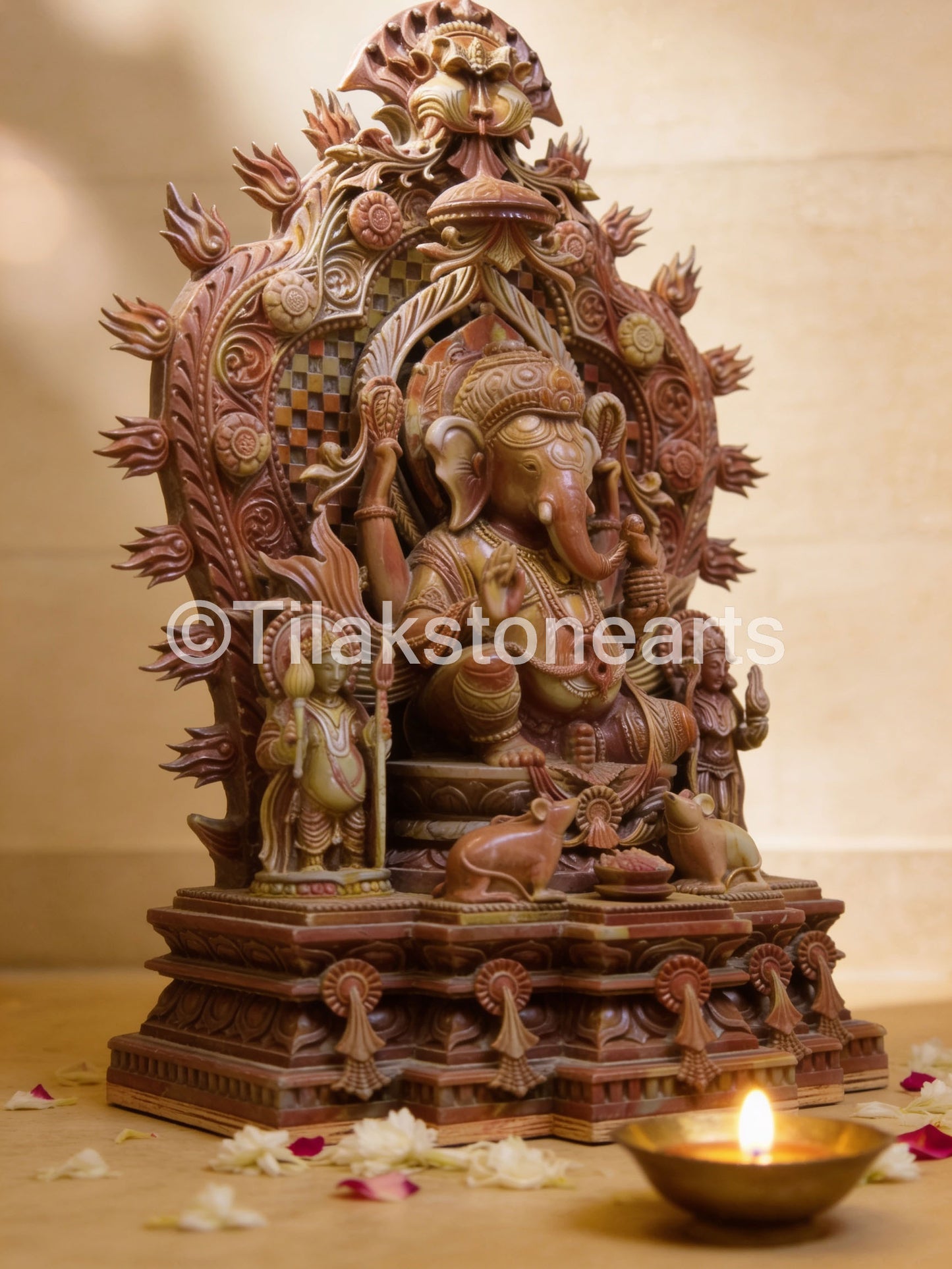 Lord Ganesha 18” Natural Pure Oakwood Stone Idol