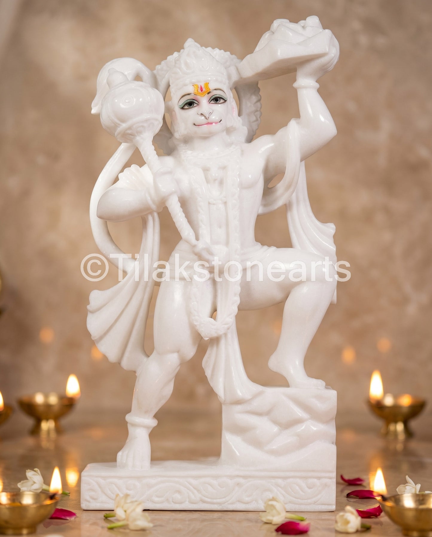 Lord Hanuman 18” Vietnam Pure White Marble Idol