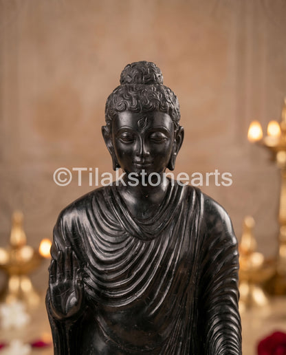 Buddha 23" Pure Natural Black Stone Idol