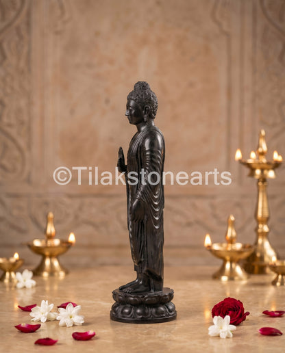Buddha 23" Pure Natural Black Stone Idol