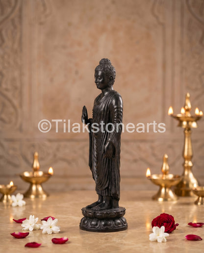 Buddha 23" Pure Natural Black Stone Idol