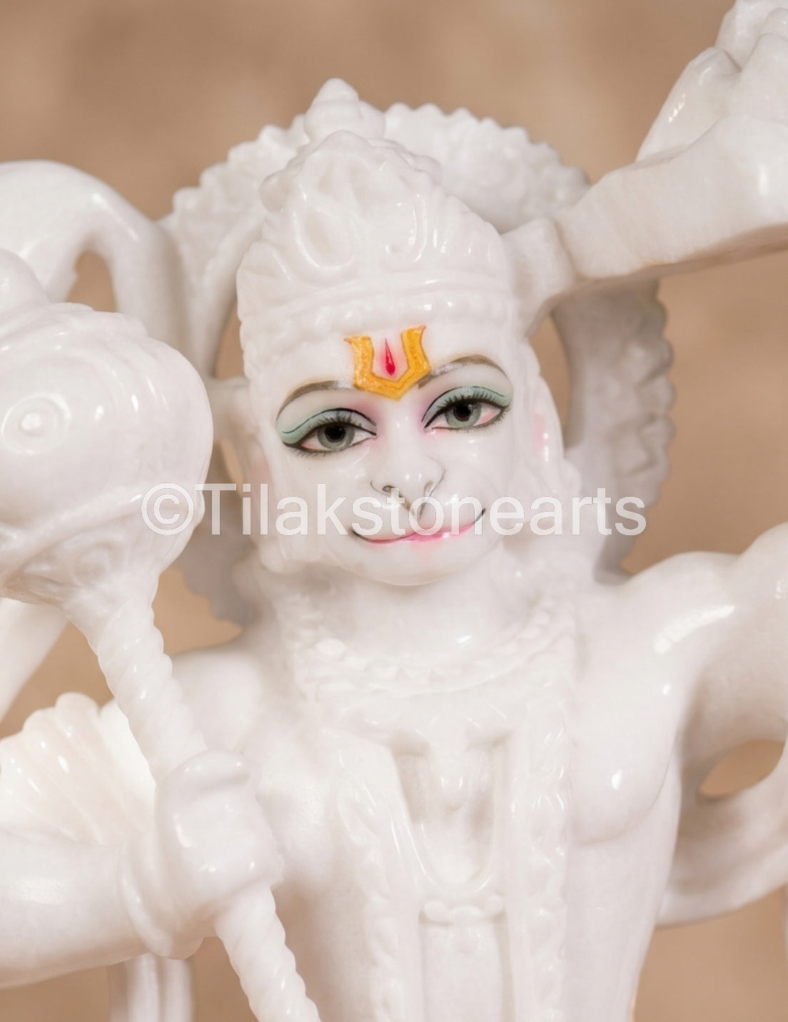 Lord Hanuman 18” Vietnam Pure White Marble Idol