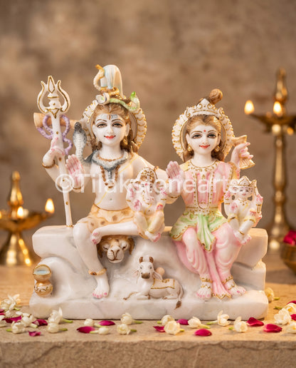 Shiv Parivar 12” Vietnam Pure White Marble Idol
