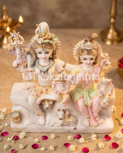 Shiv Parivar 12” Vietnam Pure White Marble Idol