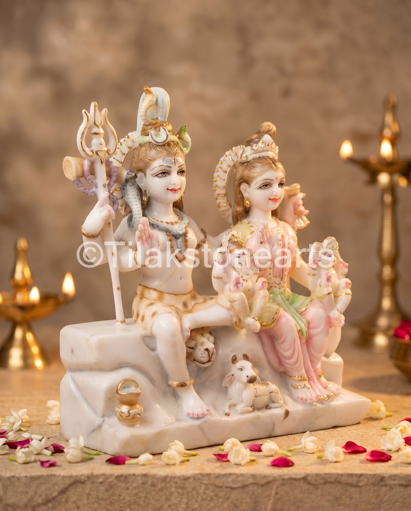 Shiv Parivar 12” Vietnam Pure White Marble Idol