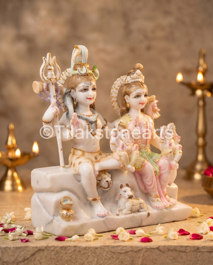 Shiv Parivar 12” Vietnam Pure White Marble Idol