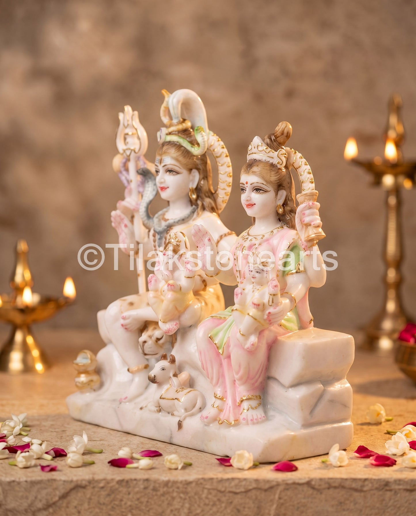 Shiv Parivar 12” Vietnam Pure White Marble Idol