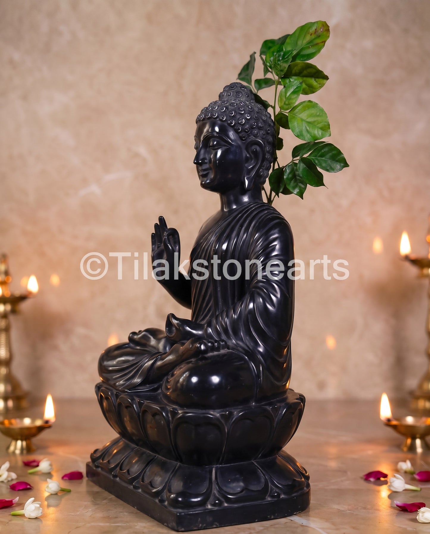 Buddha 24" Pure Natural Black Stone Idol
