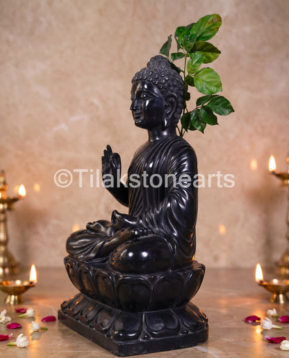 Buddha 24" Pure Natural Black Stone Idol