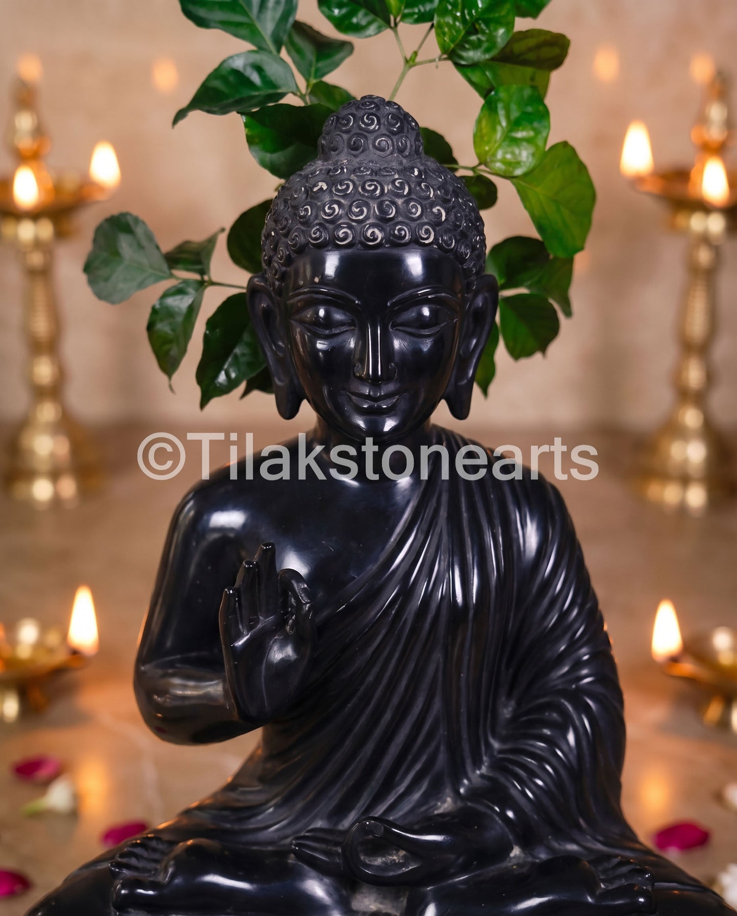 Buddha 24" Pure Natural Black Stone Idol