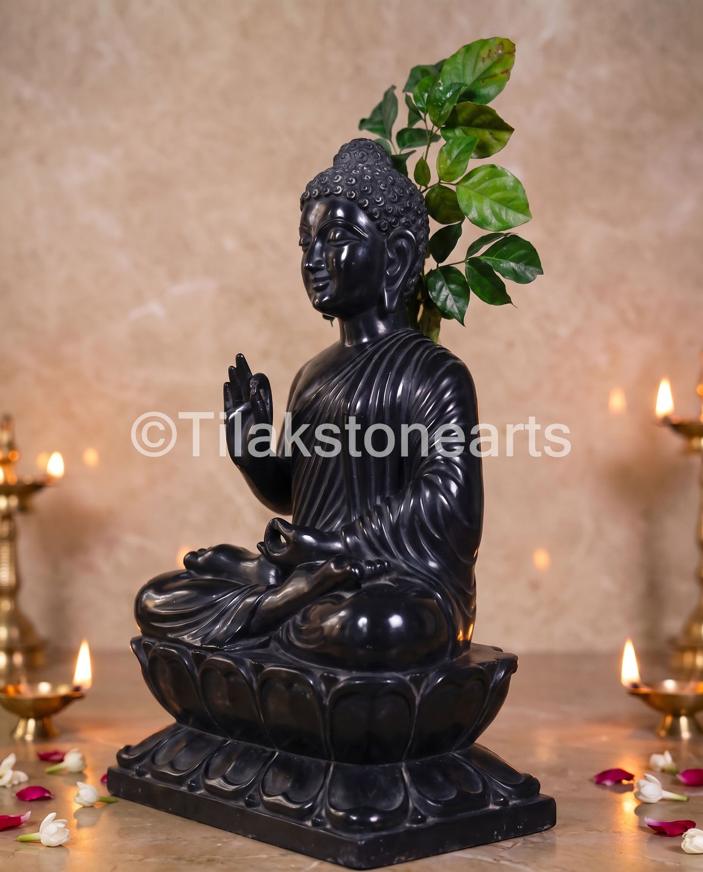 Buddha 24" Pure Natural Black Stone Idol