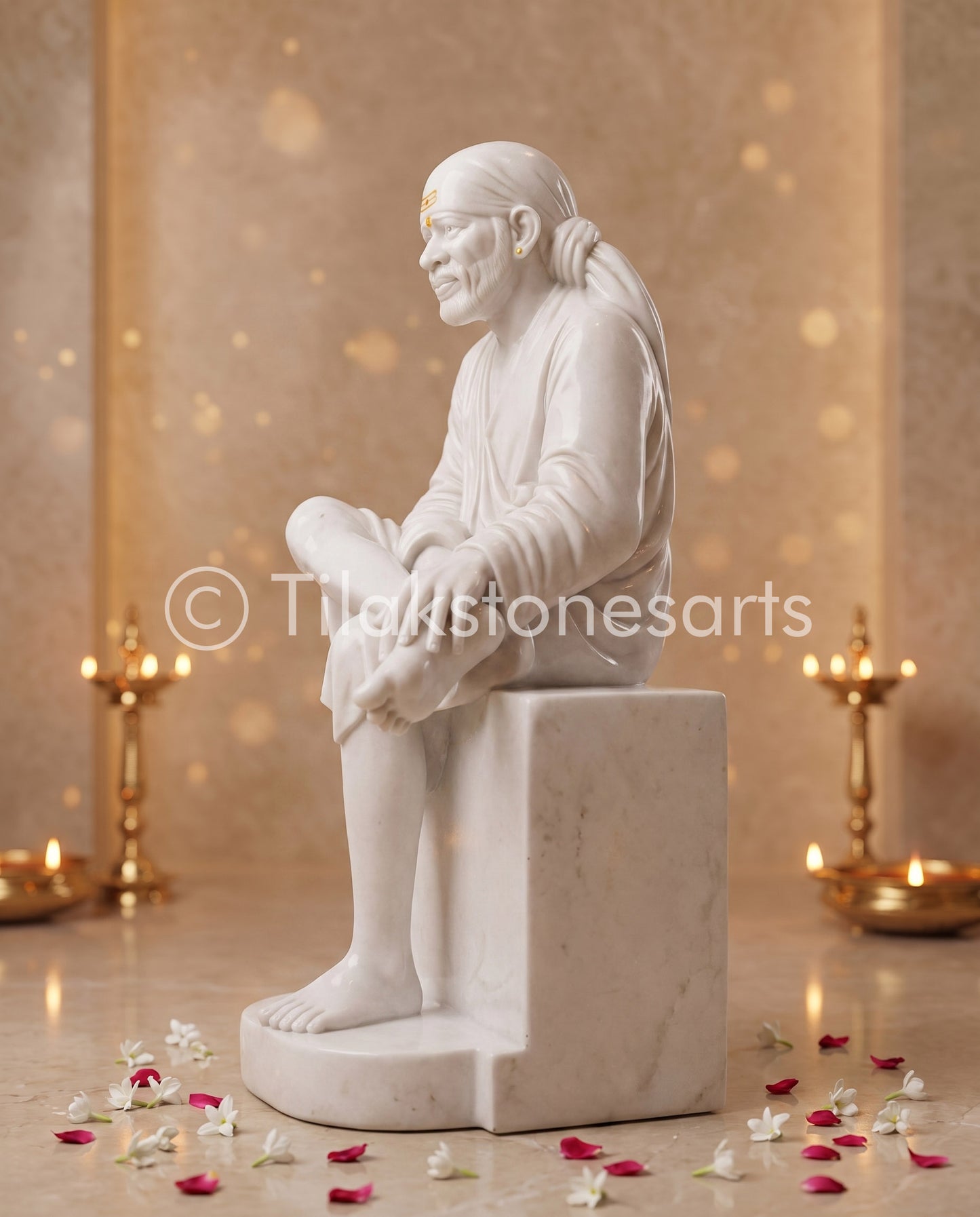 Sai Baba 56" Vietnam Pure White Marble Idol