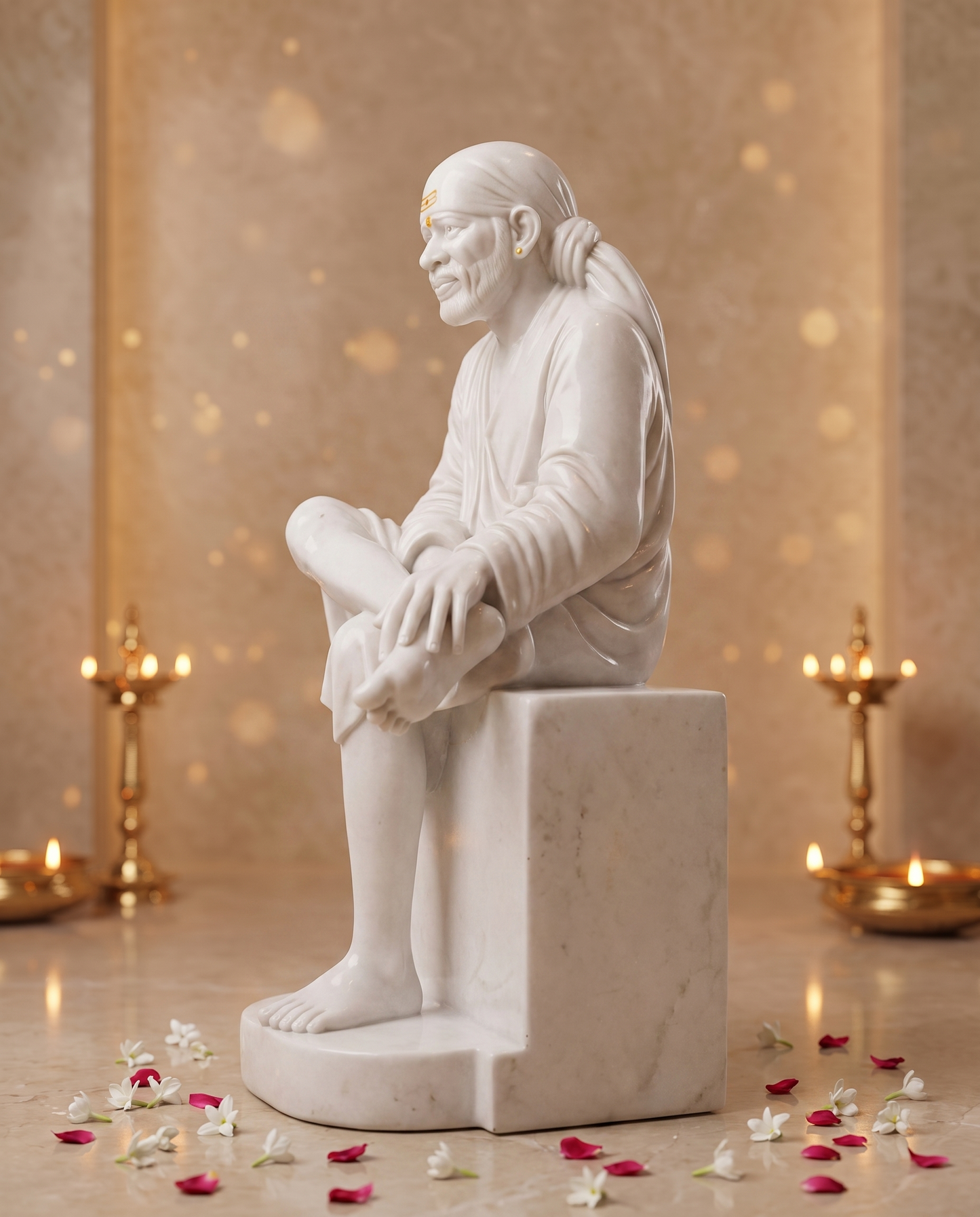 Sai Baba 56" Vietnam Pure White Marble Idol