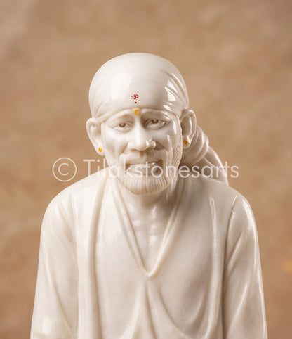 Sai Baba 56" Vietnam Pure White Marble Idol