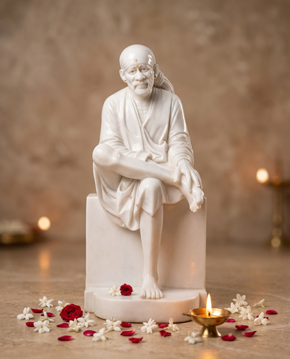 Sai Baba 56" Vietnam Pure White Marble Idol