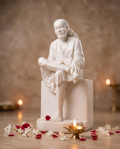 Sai Baba 56" Vietnam Pure White Marble Idol