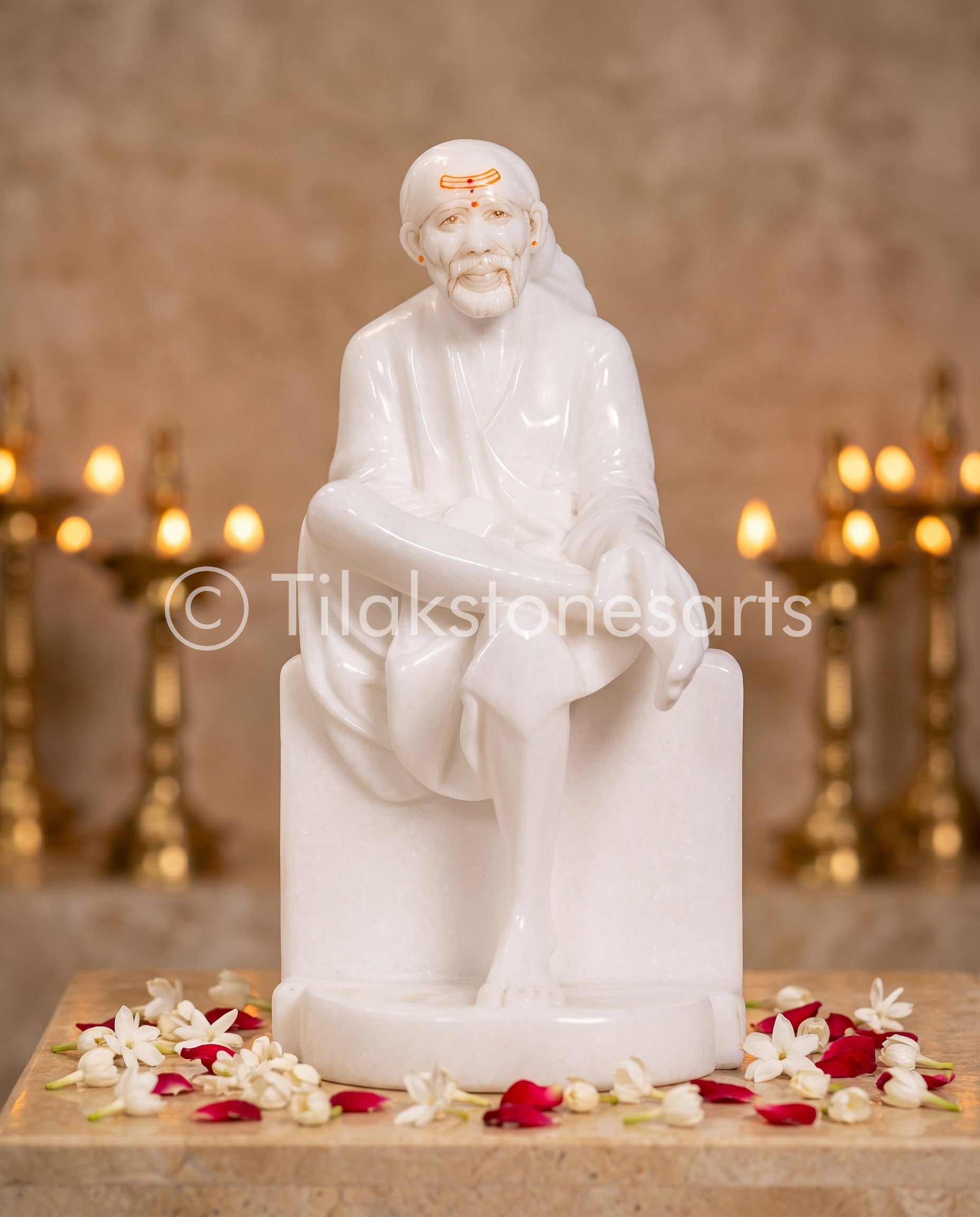 Sai Baba 12" Vietnam Pure White Marble Idol