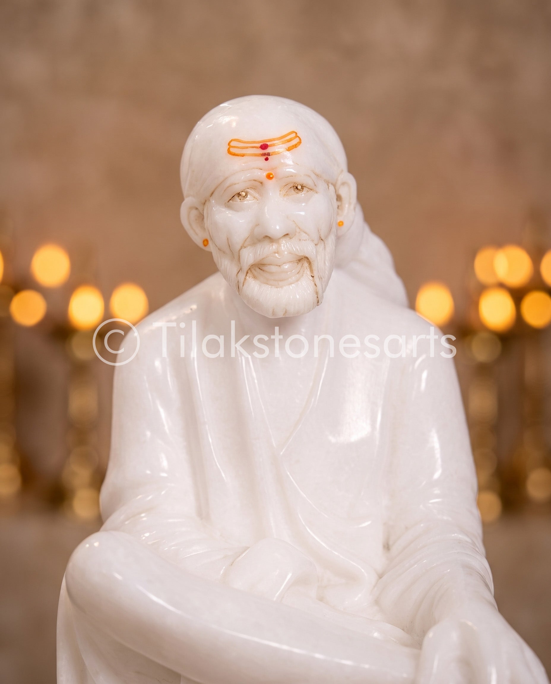 Sai Baba 12" Vietnam Pure White Marble Idol