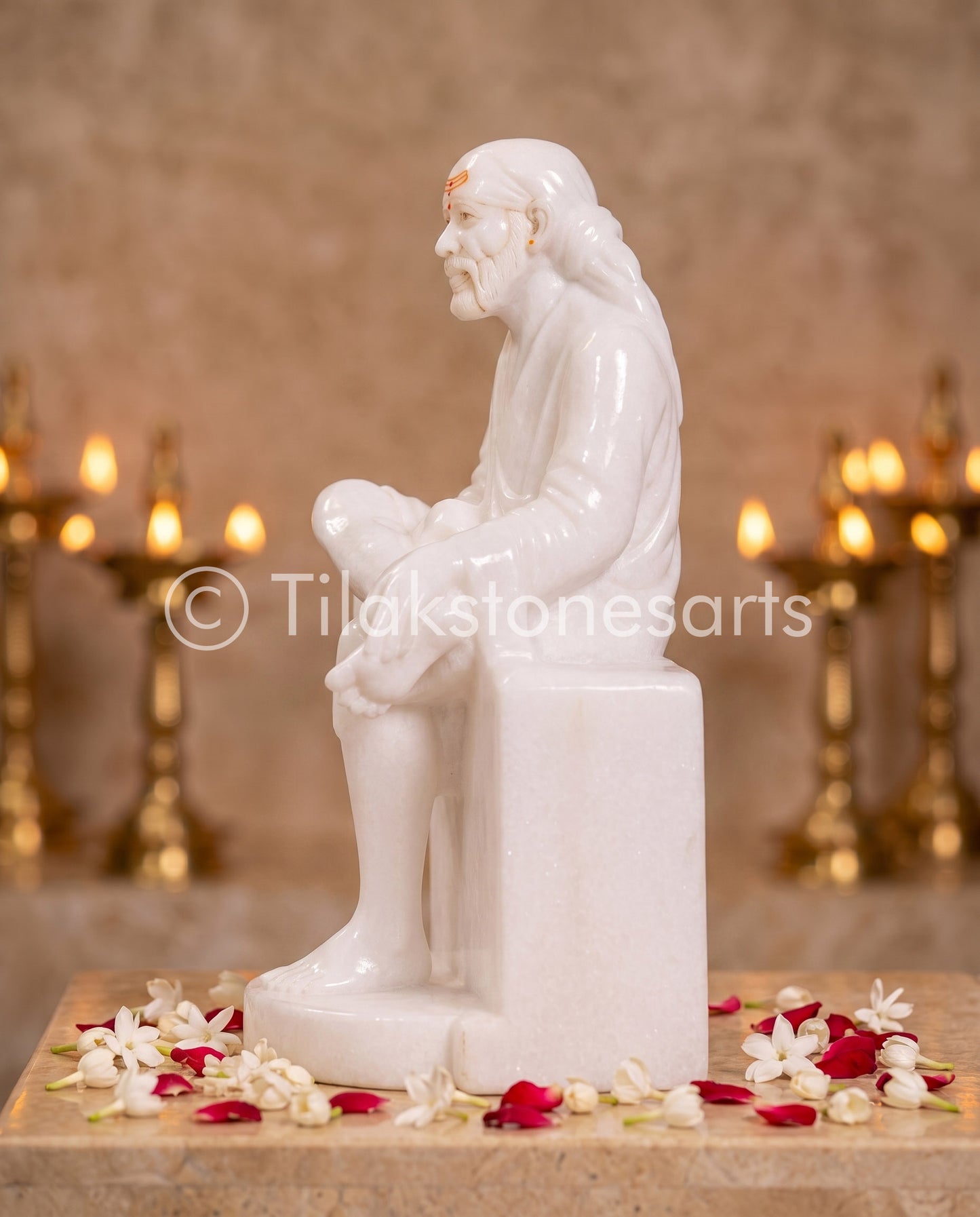 Sai Baba 12" Vietnam Pure White Marble Idol