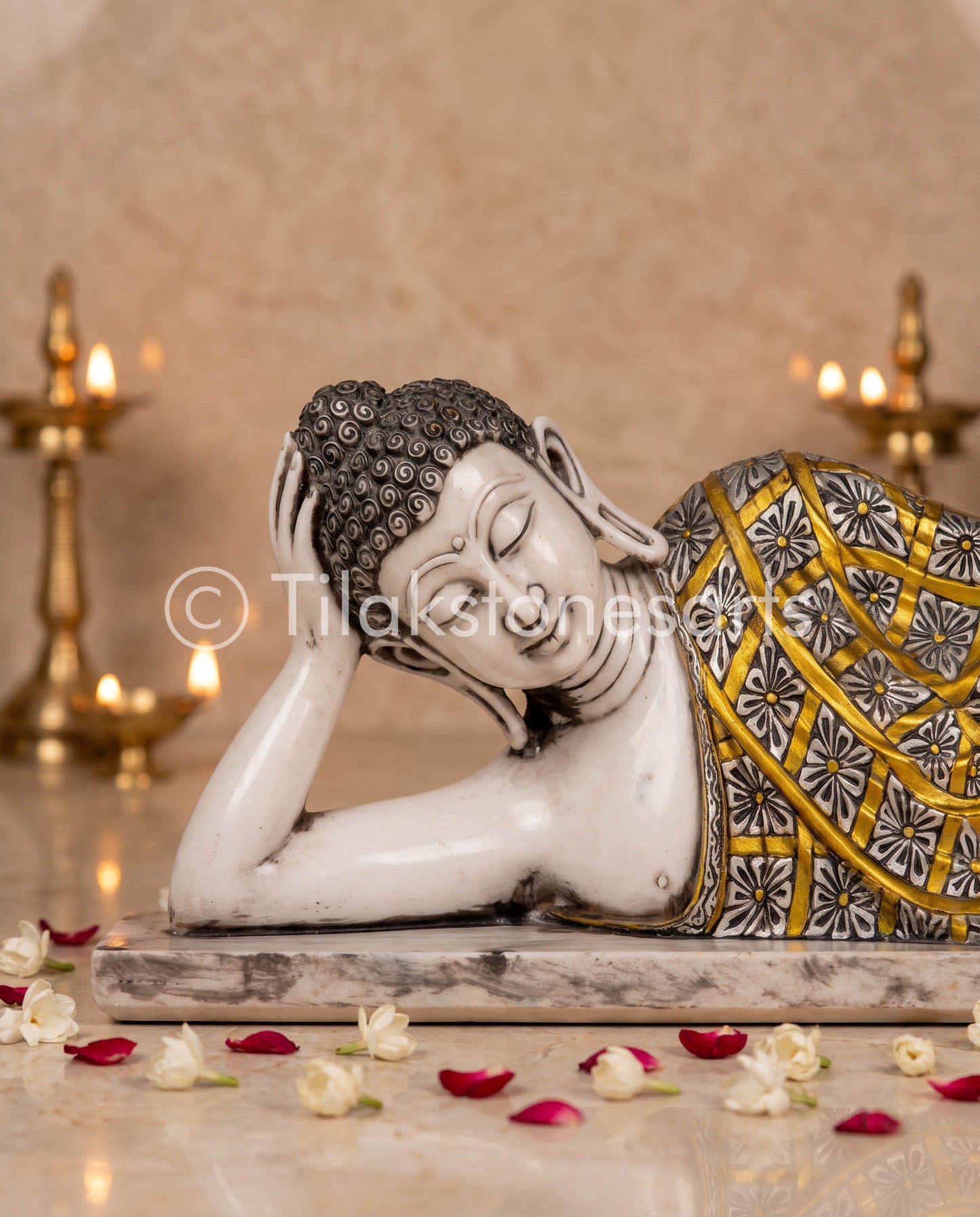 Antique Buddha Idol 8" Antique Marble Stone