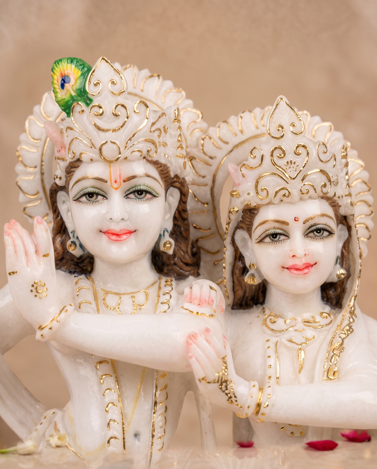 Radha Krishna Jugal Jodi 18" Vietnam Pure White Marble Idol