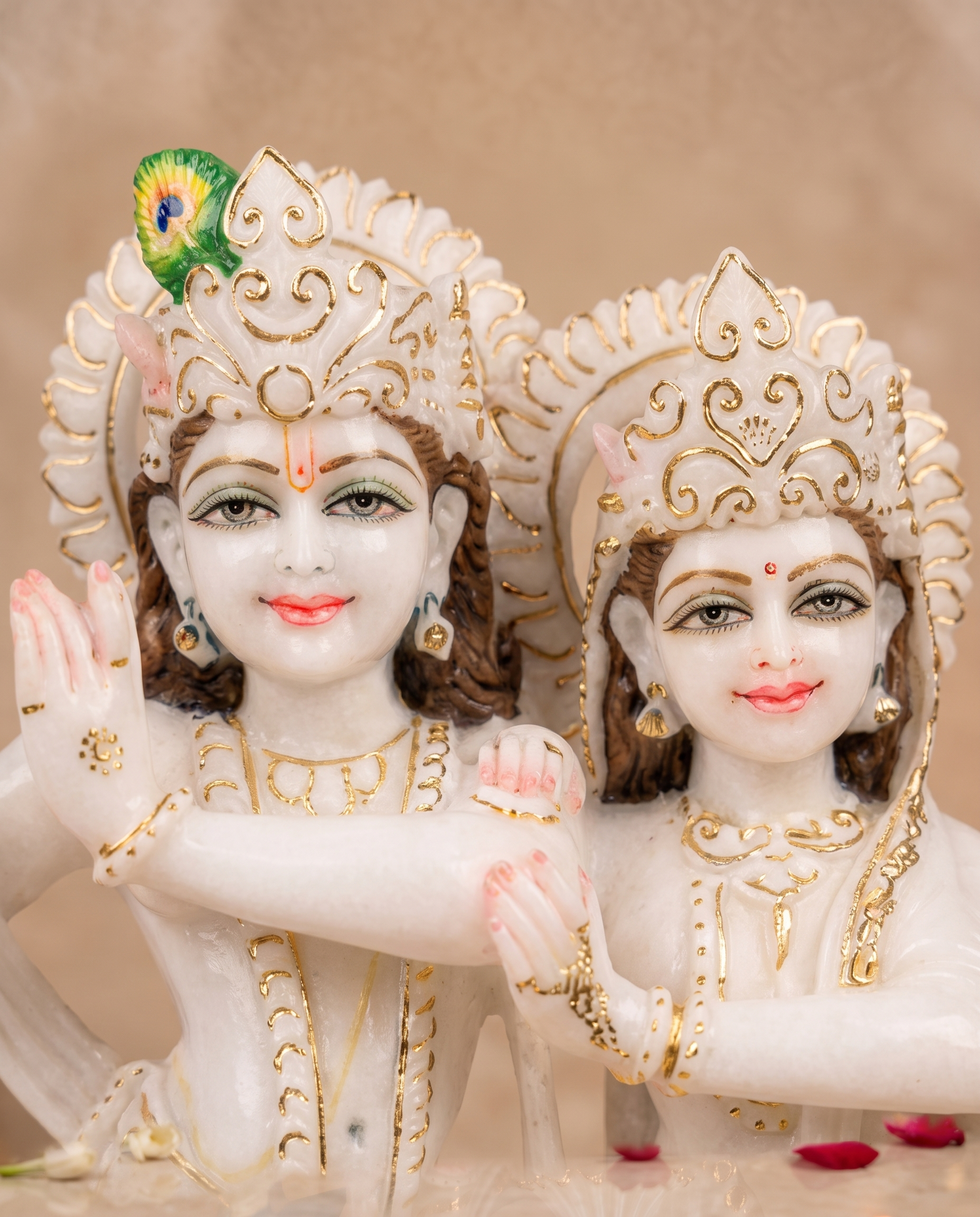 Radha Krishna Jugal Jodi 18" Vietnam Pure White Marble Idol