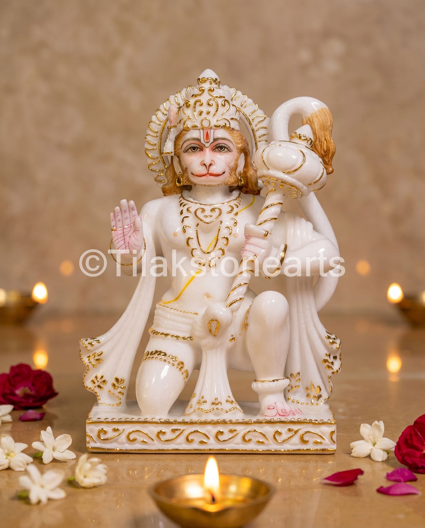 Lord Hanuman 11" Vietnam Cultured White Marble Idol