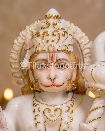 Lord Hanuman 11" Vietnam Cultured White Marble Idol