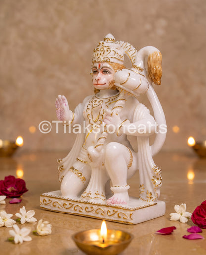 Lord Hanuman 11" Vietnam Cultured White Marble Idol