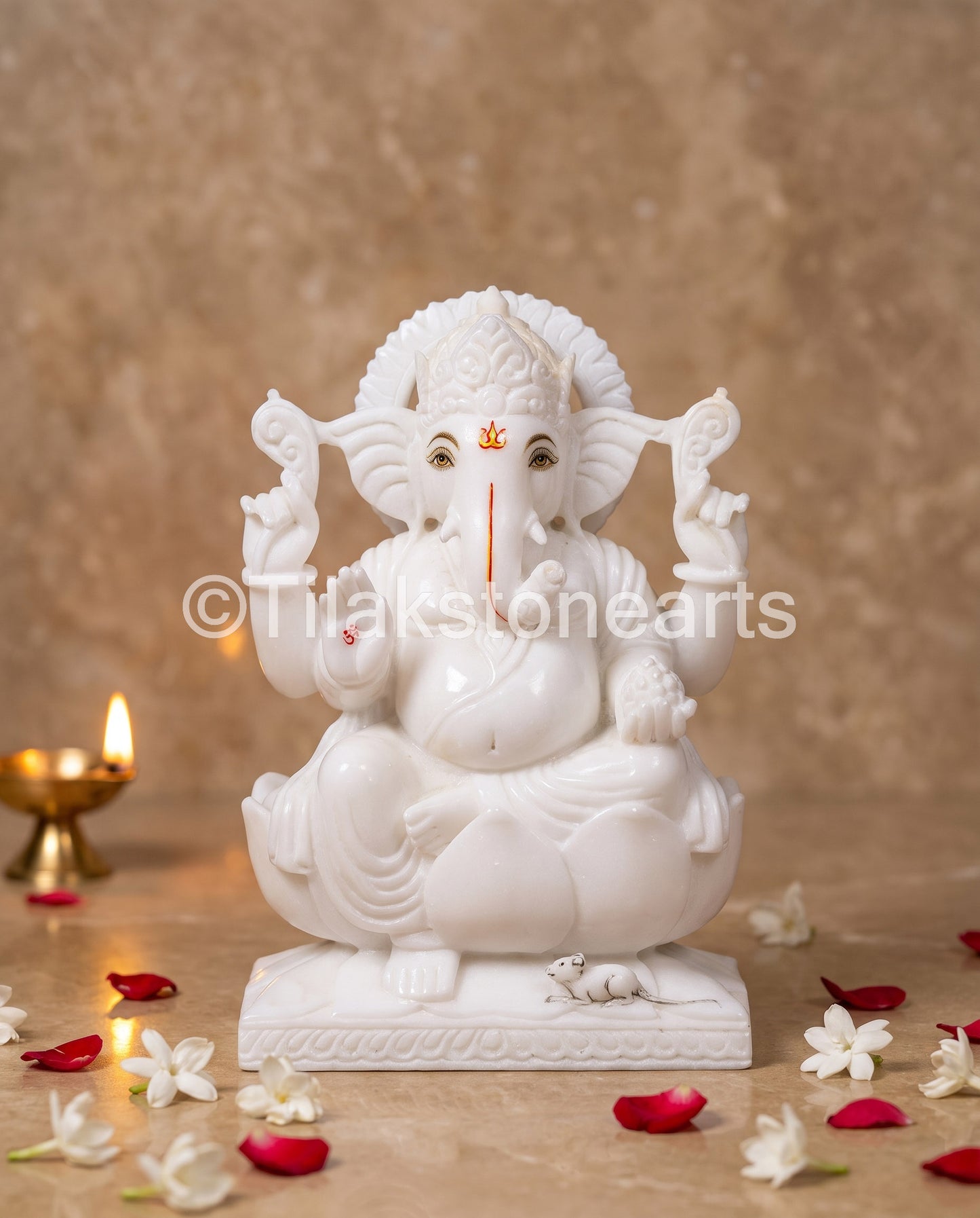 Lord Ganesha 9" Vietnam Pure White Marble Idol