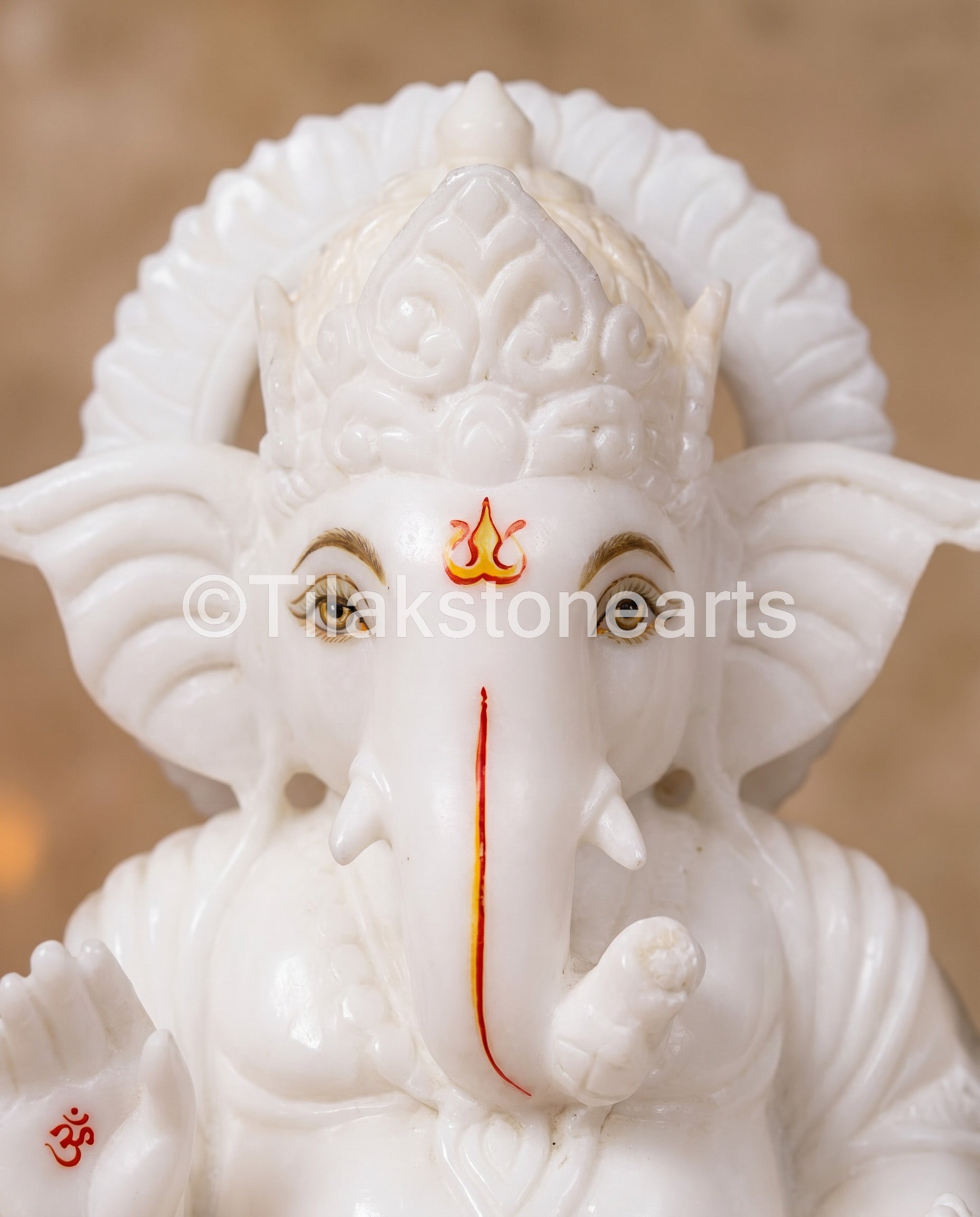 Lord Ganesha 9" Vietnam Pure White Marble Idol