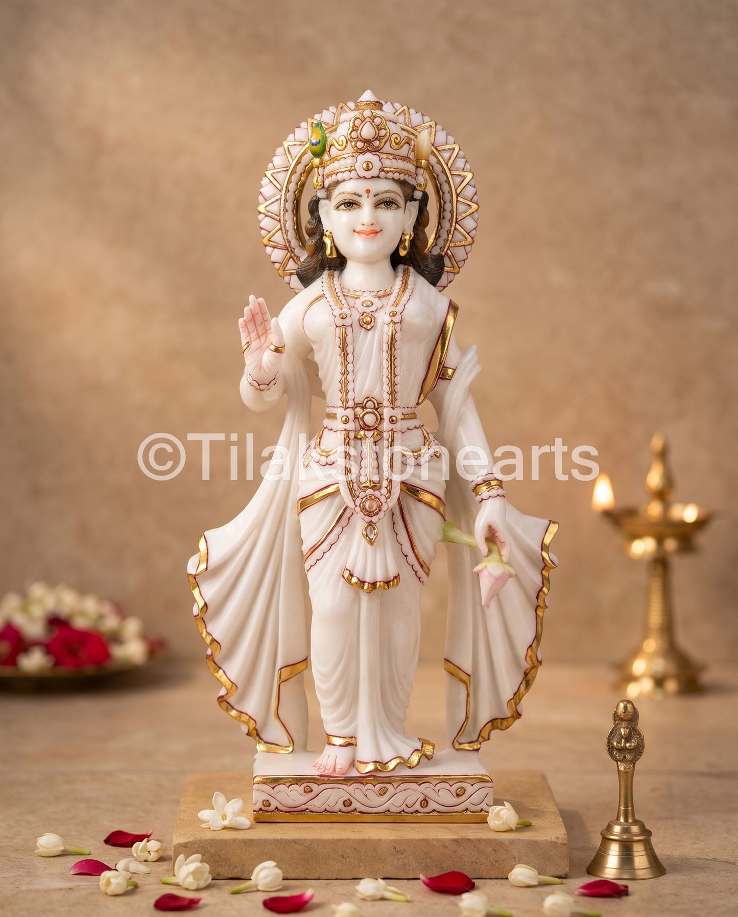 Radha Krishna 24" Vietnam Pure White Marble Idol