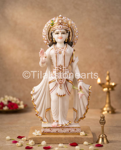 Radha Krishna 24" Vietnam Pure White Marble Idol