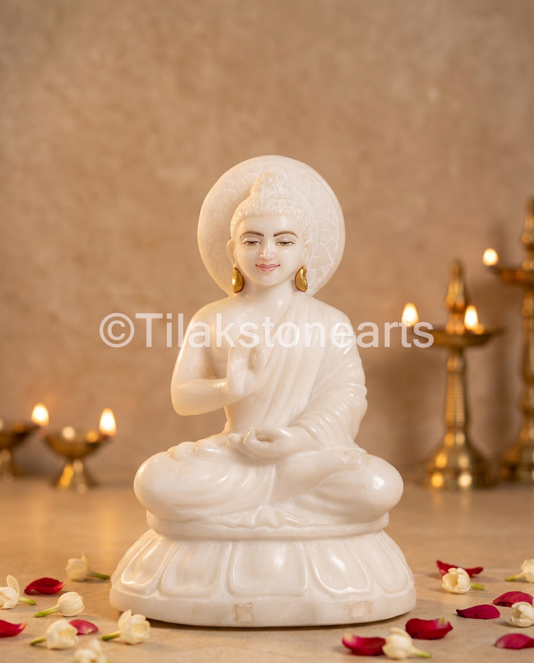 Buddha in Meditation 9" Vietnam Pure White Marble Idol