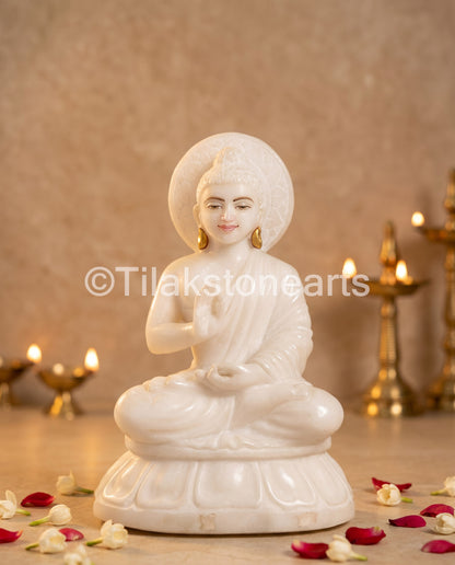 Buddha 9" Vietnam Pure White Marble Idol