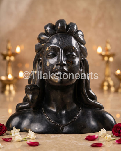 Lord Shiva 18" Natural Black Marble Idol