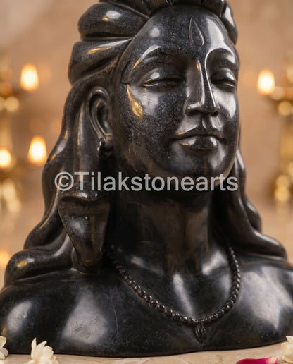 Lord Shiva 18" Natural Black Marble Idol
