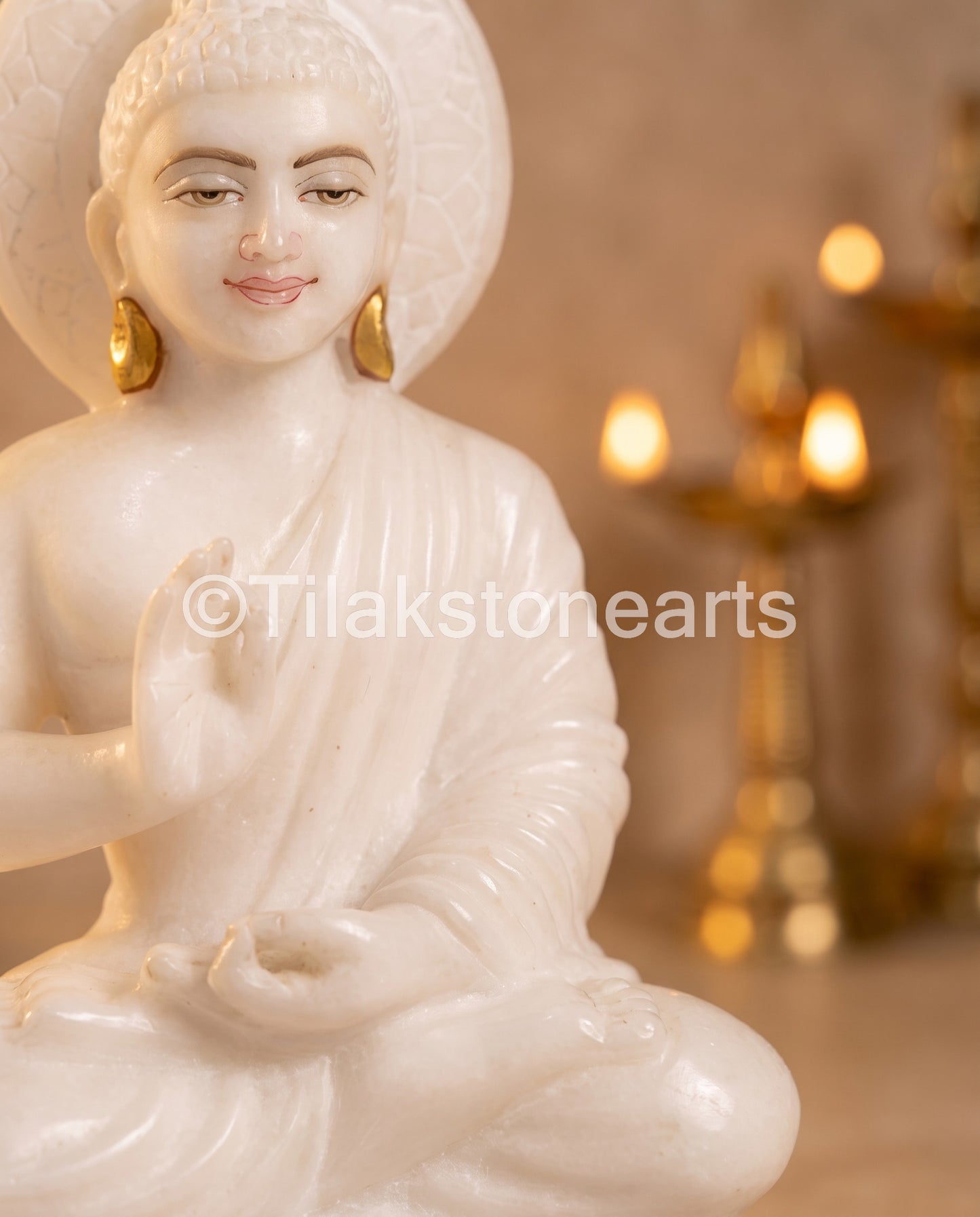 Buddha 9" Vietnam Pure White Marble Idol