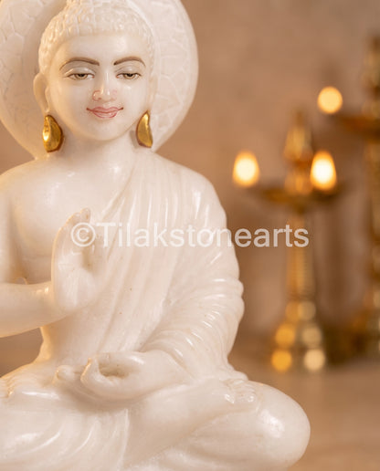 Buddha 9" Vietnam Pure White Marble Idol